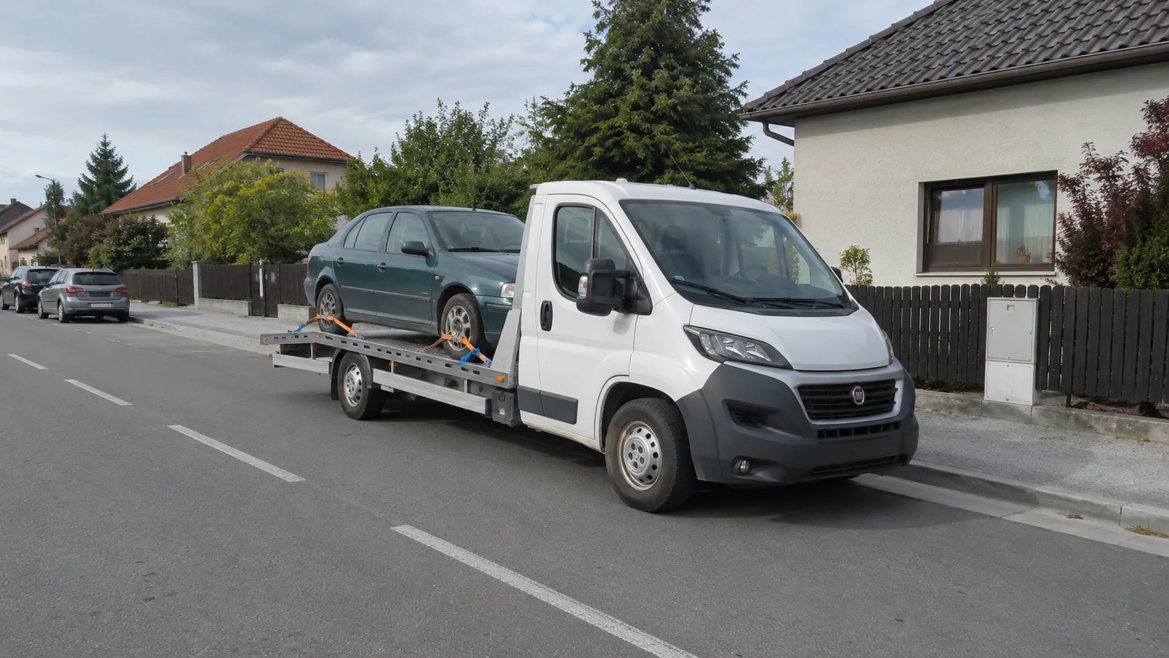 Odtahové vozidlo s bezpečně upevněnou Škodou Octavia